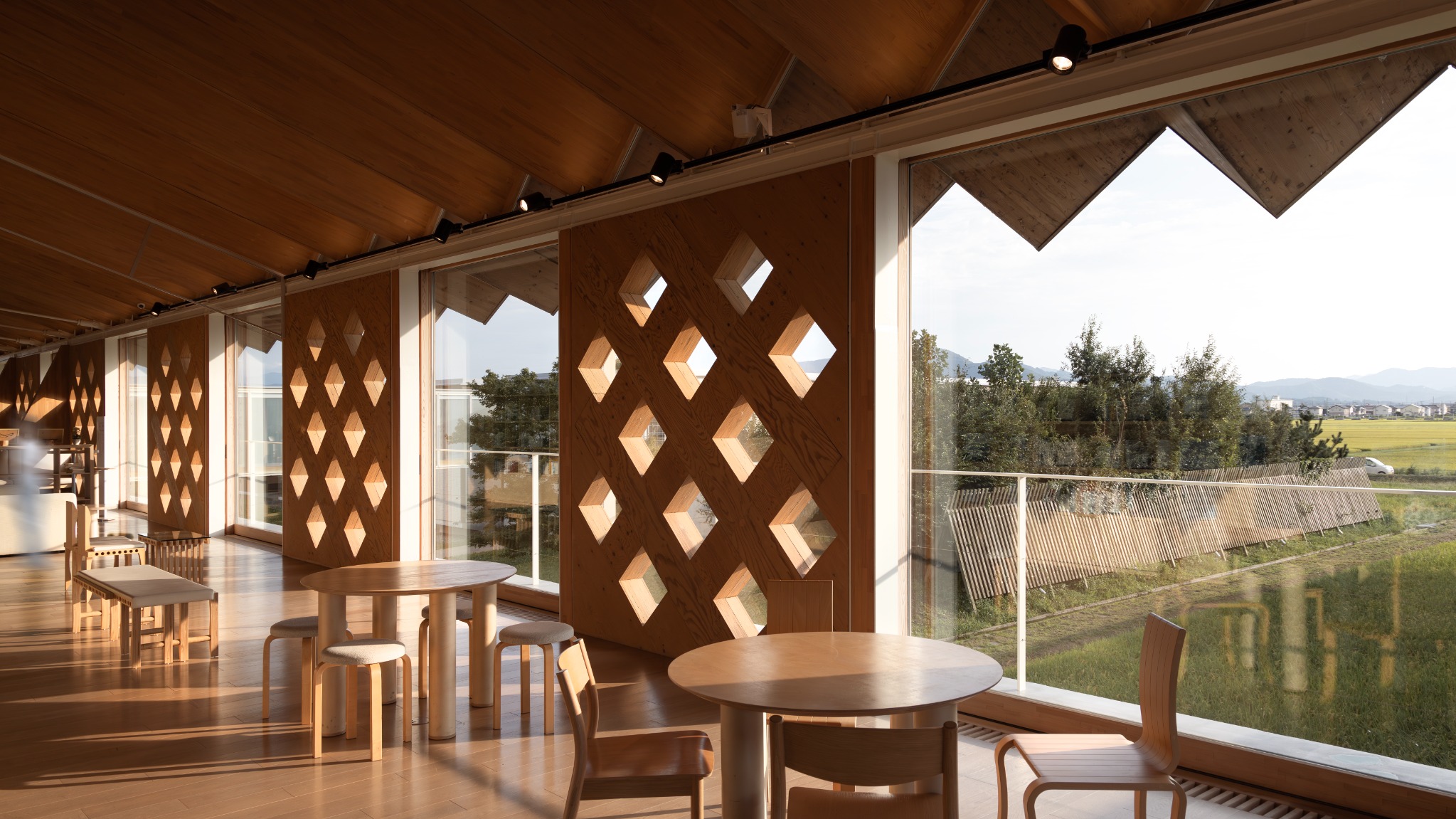 Sunlight through the timber interior at Suiden Terrace